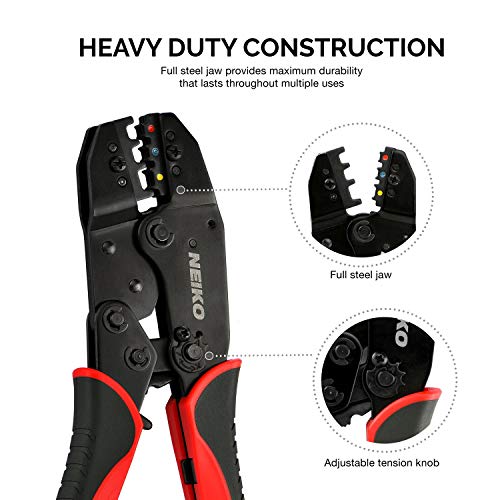 Neiko 40405A Handheld Manual Ratcheting Crimper Tool for Electrica...