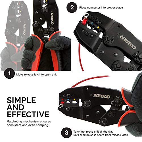 Neiko 40405A Handheld Manual Ratcheting Crimper Tool for Electrica...
