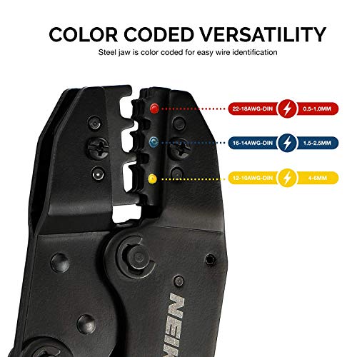 Neiko 40405A Handheld Manual Ratcheting Crimper Tool for Electrica...