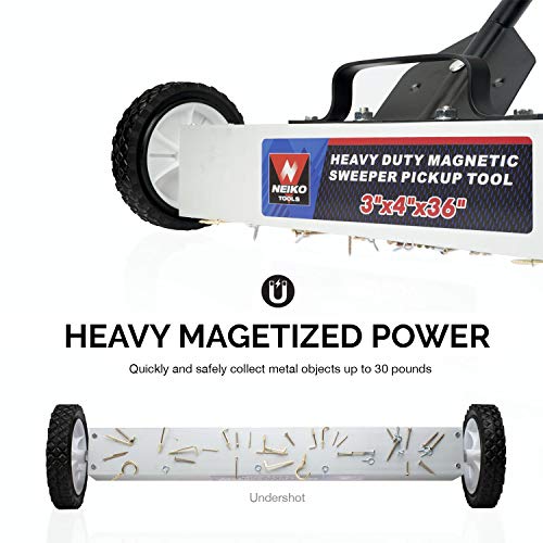 Neiko 53418A Magnetic Pick-Up Sweeper with Wheels 30 Lb, 36 | Adj...