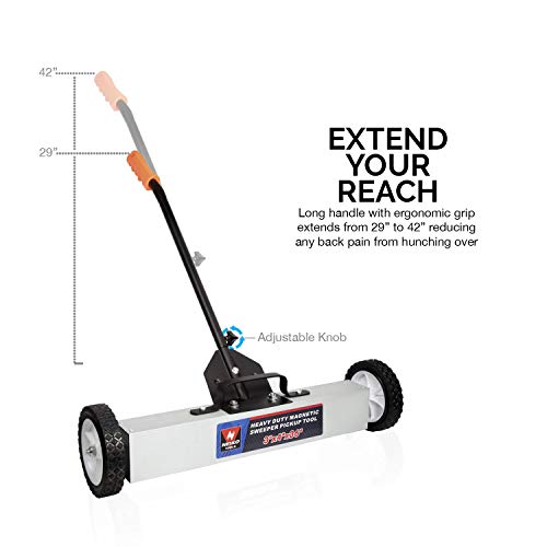 Neiko 53418A Magnetic Pick-Up Sweeper with Wheels 30 Lb, 36 | Adj...