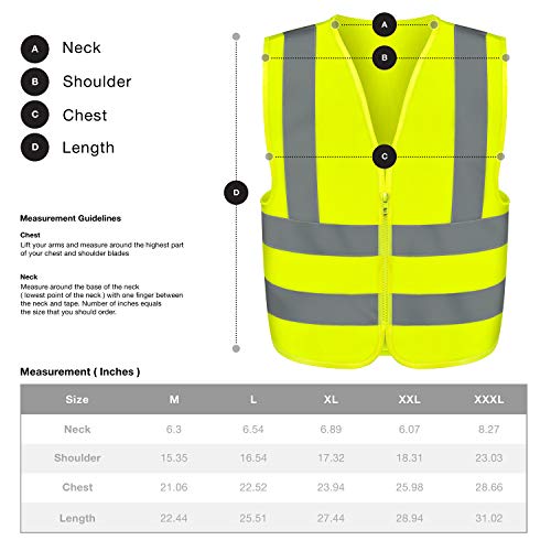 Neiko 53940A High Visibility Safety Vest, Medium, Neon Yellow