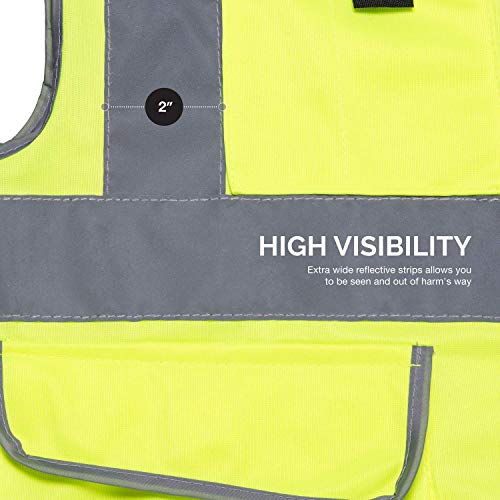 NEIKO 53995A High Visibility Safety Vest with 7 Pockets and Zipper...