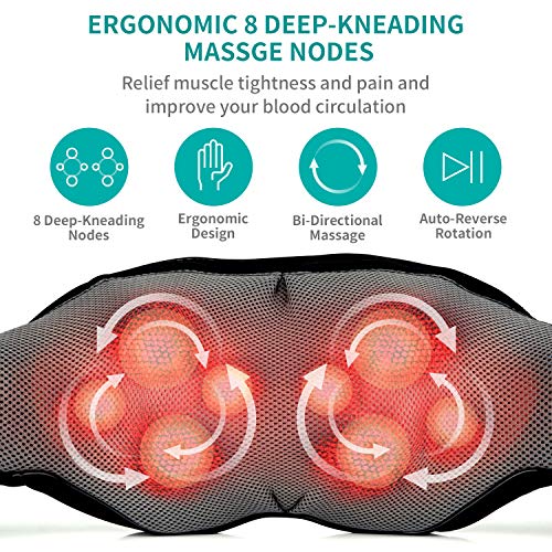 Shiatsu Neck and Back Massager with Soothing Heat, Nekteck Electri...