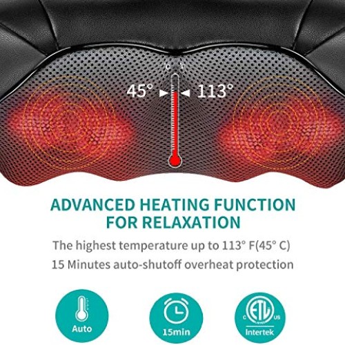 Shiatsu Neck and Back Massager with Soothing Heat, Nekteck Electri...