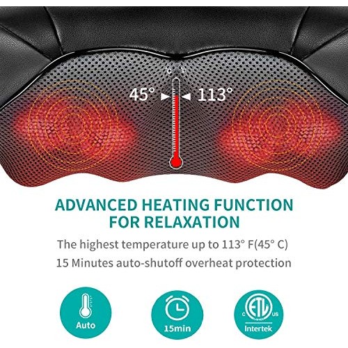 Shiatsu Neck and Back Massager with Soothing Heat, Nekteck Electri...