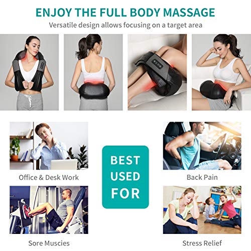 Shiatsu Neck and Back Massager with Soothing Heat, Nekteck Electri...