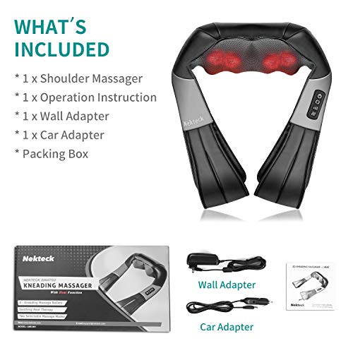 Shiatsu Neck and Back Massager with Soothing Heat, Nekteck Electri...