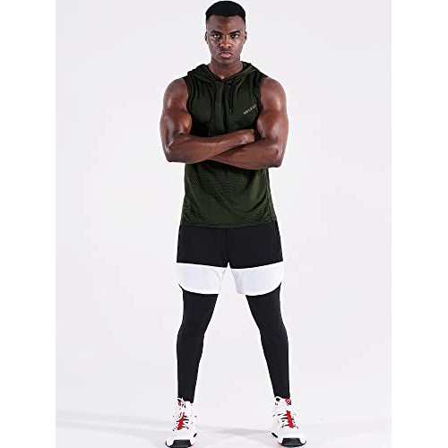 NELEUS Mens Workout Tank Tops Sleeveless Running Shirts with Hood...