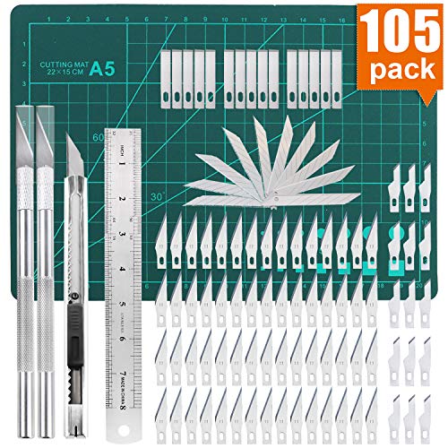 105 PCS Precision Carving Craft Hobby Knife Kit Includes 92 PCS Ca...
