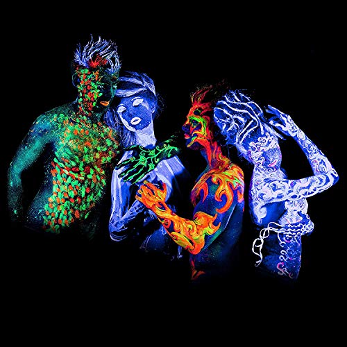 neon nights 8 x UV Body Paint Set | Black Light Glow Makeup Kit | ...