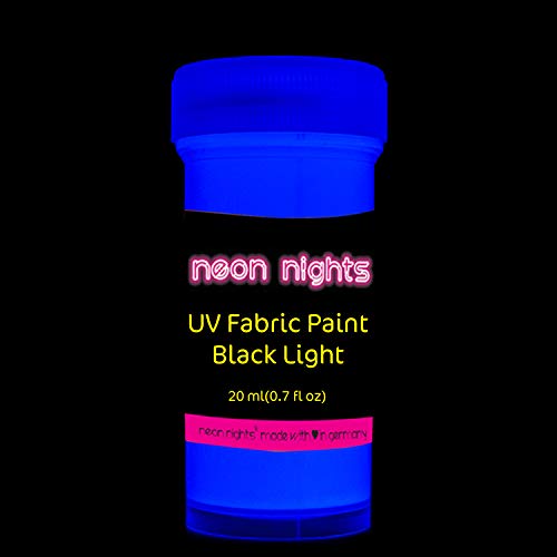 neon nights 8 x UV Fabric Paint Set Fluorescent for Clothing - Vib...
