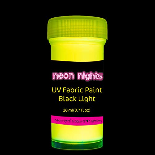 neon nights 8 x UV Fabric Paint Set Fluorescent for Clothing - Vib...