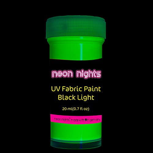 neon nights 8 x UV Fabric Paint Set Fluorescent for Clothing - Vib...