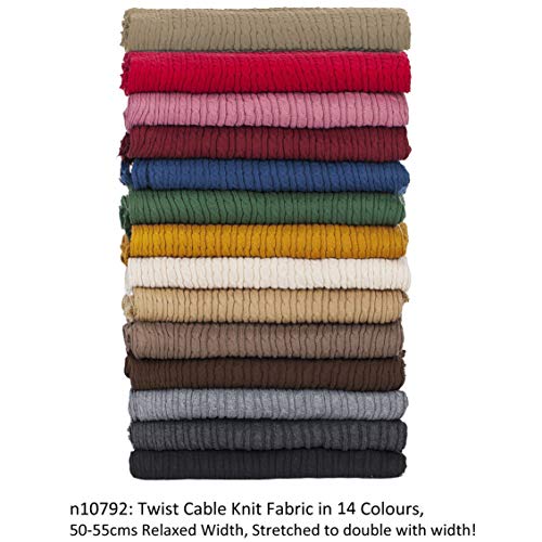 Neotrims Cable Twist Knit Fabric, Selvedge Edge 14 Colours, Knitte...