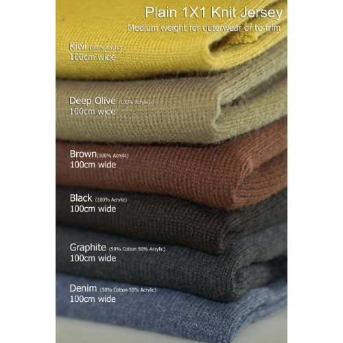 Neotrims Plain Solid Knit Rib Stretch Jersey Craft Fabric Material...