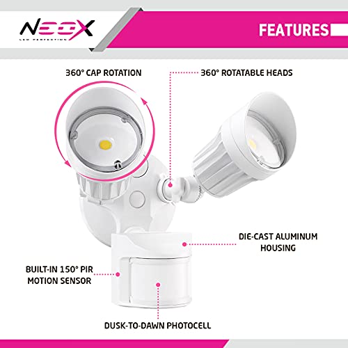 Neox LED Security Light Motion Sensor Outdoor Flood Light with Dus...
