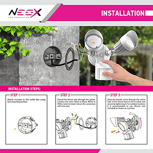 Neox LED Security Light Motion Sensor Outdoor Flood Light with Dus...