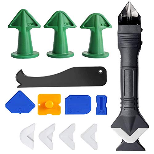 Caulking Finisher Tool Kit, 13Pcs/Set Silicone Caulk Nozzle Applic...
