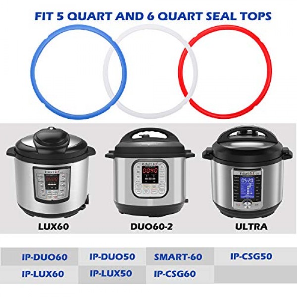 Sealing Rings for Instant Pot Accessories of 6 Qt Models - Red, Bl...