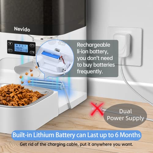 Nevido Automatic Cat Feeders, Built-in Lithium Battery Lasts up to...