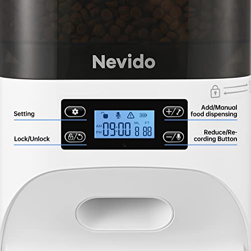 Nevido Automatic Cat Feeders, Built-in Lithium Battery Lasts up to...