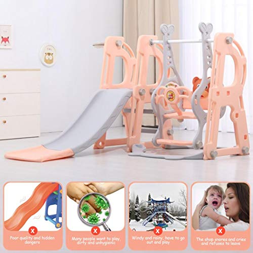 Toddler Climbing and Swing Set, 3-in-1 Slide Swing Combination w/M...