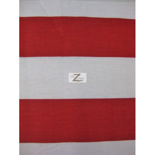 White/RED 2 Giant Stripe Poly Cotton Fabric 58/59 Width Sold by...