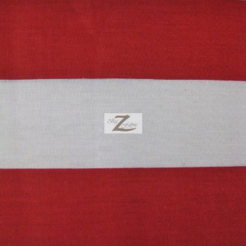 White/RED 2 Giant Stripe Poly Cotton Fabric 58/59 Width Sold by...