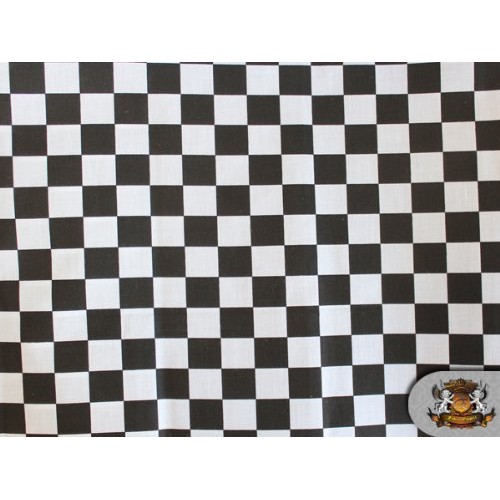 Polycotton Printed CHECKERED BLACK WHITE Fabric By the Yard