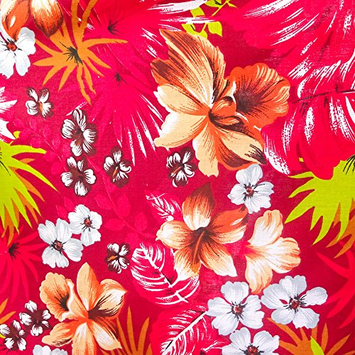 Hawaiian Floral Pink Poly Cotton, 58/60 Inches Wide – Sold By Th...