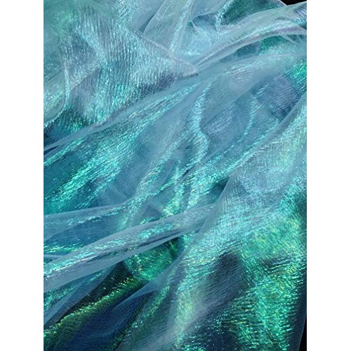 Iridescent Translucent Crushed Shimmer Organza Fabric, Sells by Th...