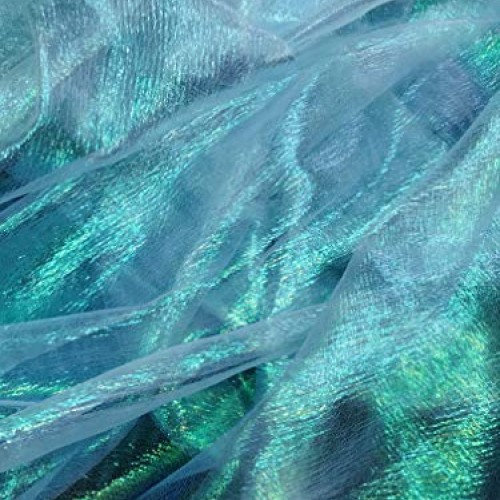 Iridescent Translucent Crushed Shimmer Organza Fabric, Sells by Th...