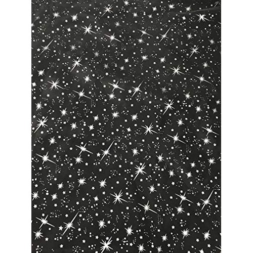 Starburst Silver Foil on White Sheer Organza Fabric by The Yard