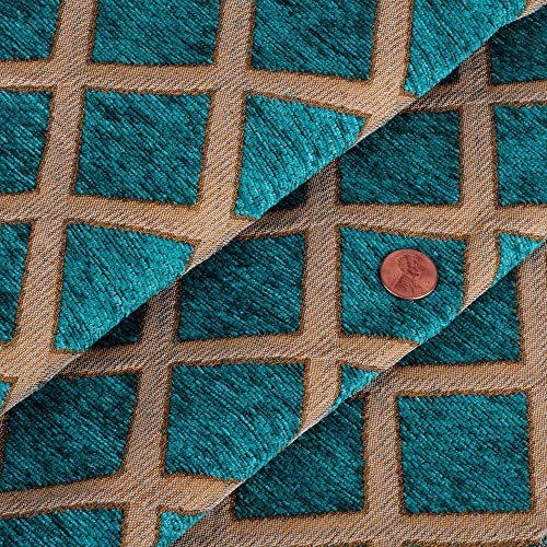 57 Wide Diamond Drapery Upholstery Chenille Fabric Marina Color S...