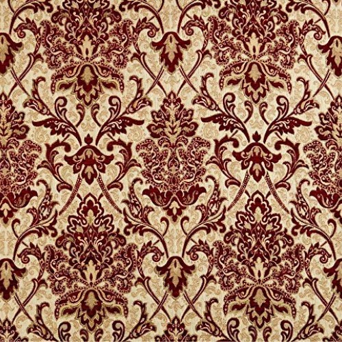 57 Wide Drapery Upholstery Damask Chenille Fabric Red Color Sold ...