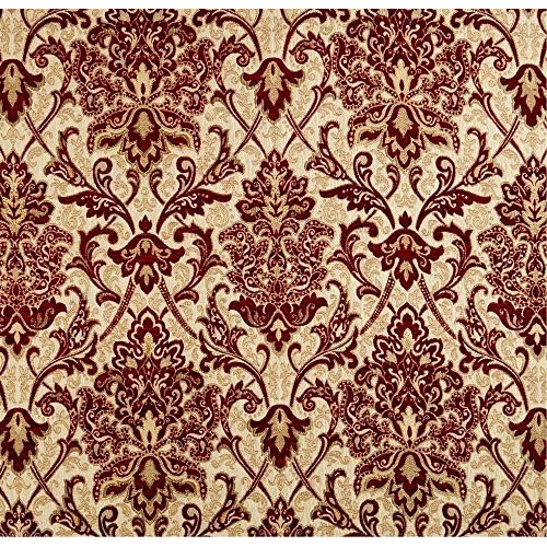 57 Wide Drapery Upholstery Damask Chenille Fabric Red Color Sold ...