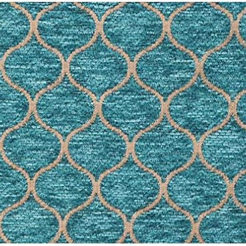 57 Wide Geometric Drapery Upholstery Chenille Fabric Marina Color...