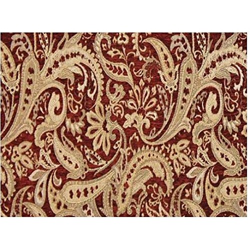 57 Wide Paisley Drapery Upholstery Chenille Fabric Crimson Color ...