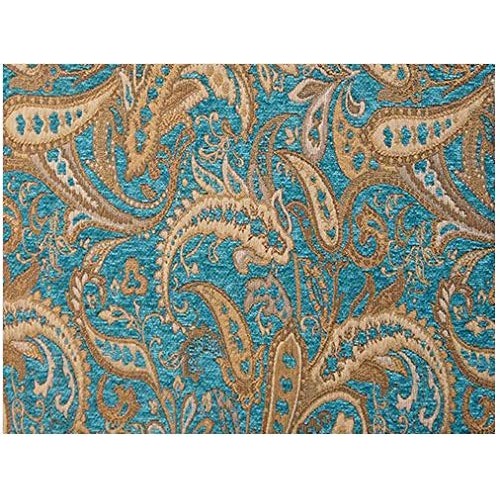 57 Wide Paisley Drapery Upholstery Chenille Fabric Marina Color S...