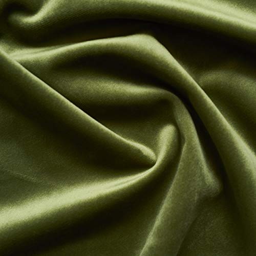 Solid Drapery/Upholstery Soft Velvet Fabric Color Olive Green by T...