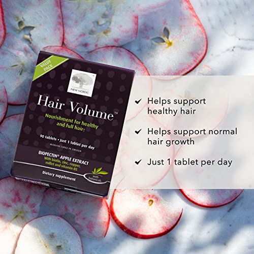 NEW NORDIC Hair Volume Tablets | 3000 mcg Biotin & Biopectin Apple...