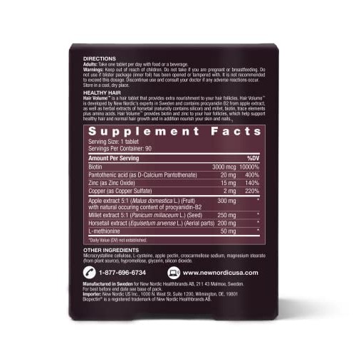 NEW NORDIC Hair Volume Tablets | 3000 mcg Biotin & Biopectin Apple...
