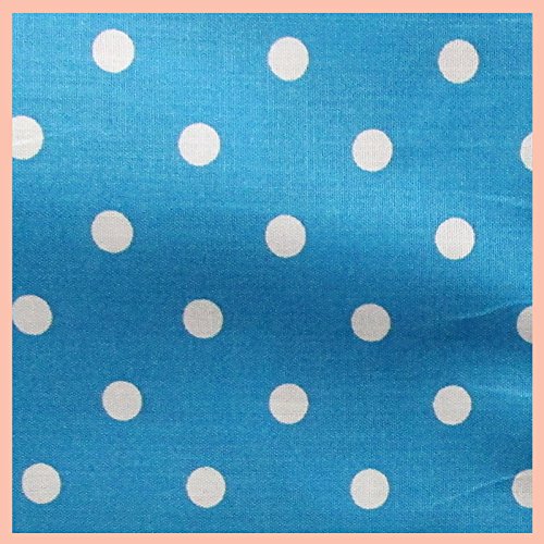 Small Polka Dot Poly Cotton Fabric Turquoise Blue/White
