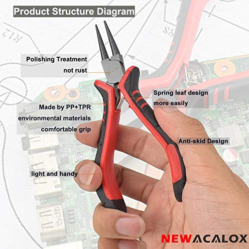 NEWACALOX Multi Pliers Set Jewelry Making Pliers 8 Piece Kit with...