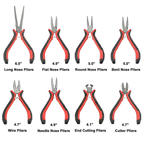 NEWACALOX Multi Pliers Set Jewelry Making Pliers 8 Piece Kit with...