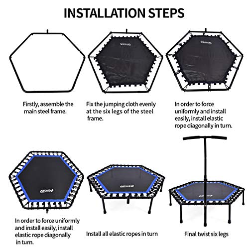 Newan 48 Fitness Trampoline with Adjustable Handle Bar, Silent T...