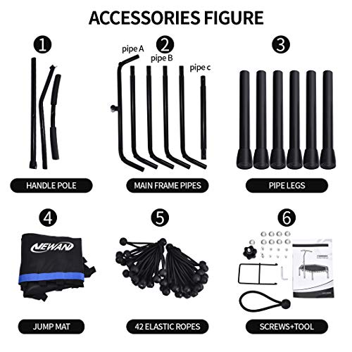 Newan 48 Fitness Trampoline with Adjustable Handle Bar, Silent T...