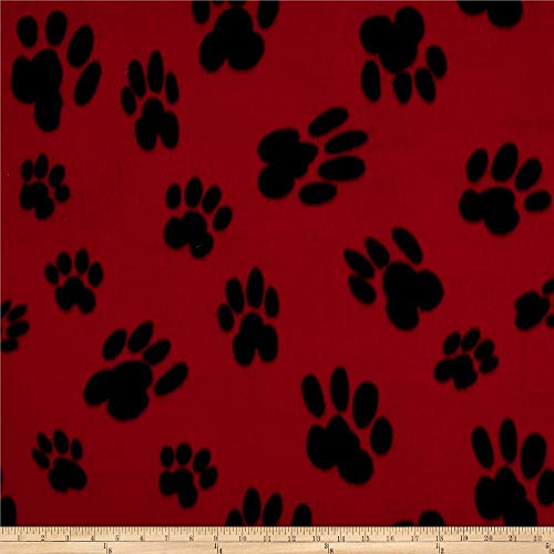 Newcastle Fabrics Polar Fleece Big Paw Red Fabric By The Yard