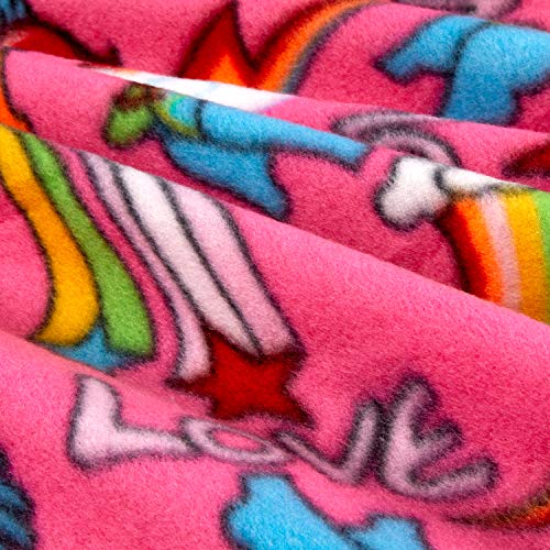 Polar Fleece Stars Rainbows Fuchsia Fabric by the Yard